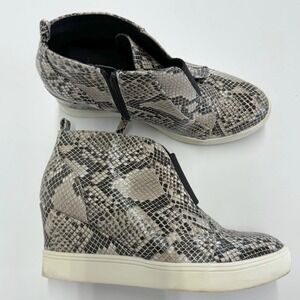 MIA Wedge Sneakers Women 8.5 Gray Christie Snakeskin Print Hidden Heel Edgy